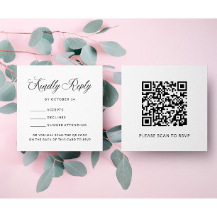 Cartão De Informações RSVP Elegante Simples com código QR Casamento or