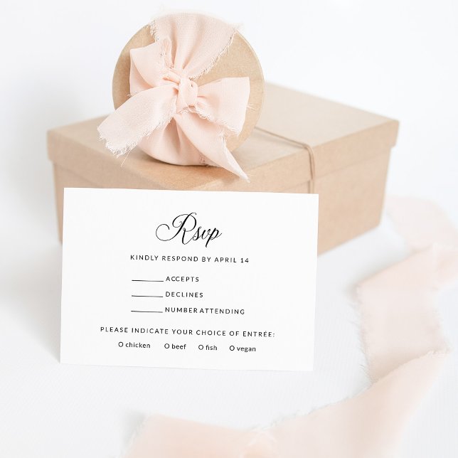 Cartão De Informações RSVP Elegante Simples | Escolha das refeições em p (Criador carregado)