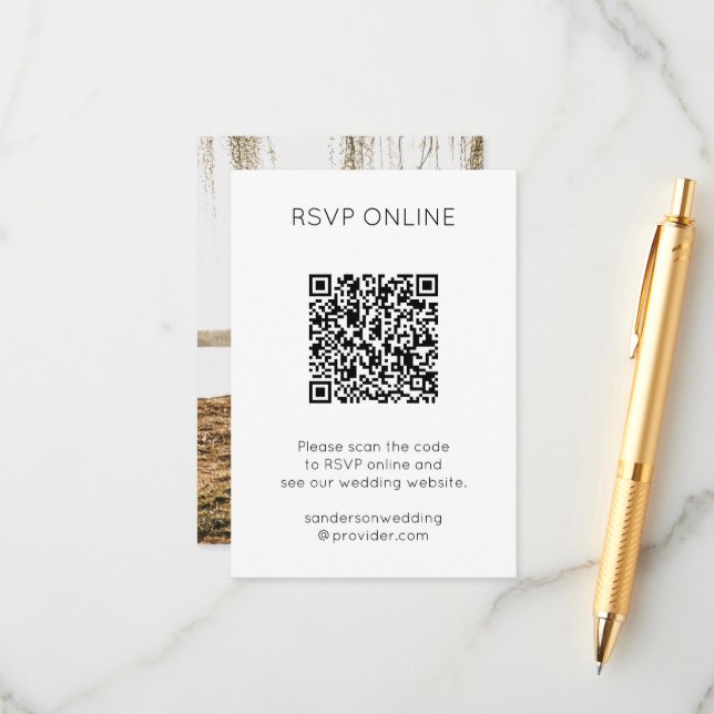Cartão De Informações RSVP moderno código QR online com foto (Frente/Verso In Situ)