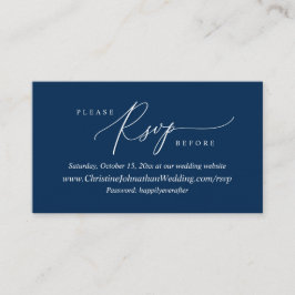 Cartão De Informações RSVP on-line, caligrafia azul moderna e simples Ma