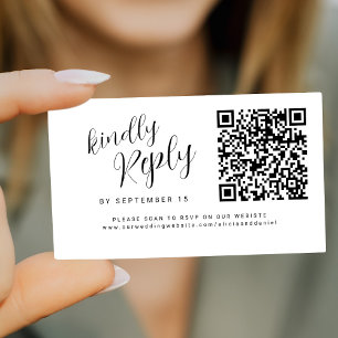 Cartão De Informações RSVP on-line do site de casamento do código QR sim
