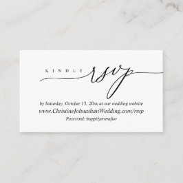 Cartão De Informações RSVP on-line, script preto mínimo moderno