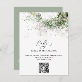 Cartão De Informações RSVP Online Boho Greenery Wedding