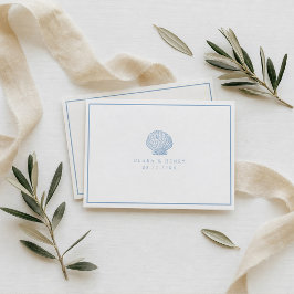 Cartão De Informações RSVP Online de Casamento Minimalista Azul Costeiro