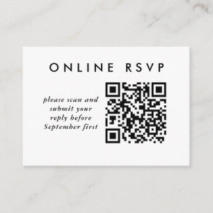 Cartão De Informações RSVP Online de Código QR de Casamento Simples