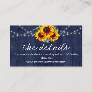 Cartão De Informações RSVP Online de Madeira Azul no Site de Casamento R