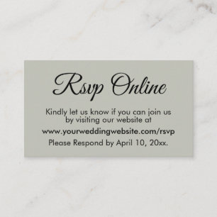 Cartão De Informações RSVP Online Elegante Sage Verde