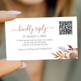 Cartão De Informações RSVP online para casamento boho outono rústico