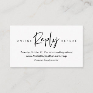 Cartão De Informações RSVP Online, Site de Casamento, Senha, Lembrete