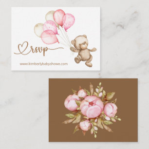 Cartão De Informações RSVP Online Teddy Bear Bear Bear Enclo Chá de fral