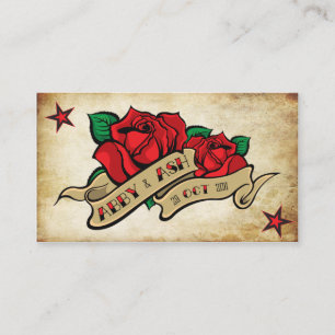 Cartão De Informações RSVP Personalizado de Tatuagem de rosa