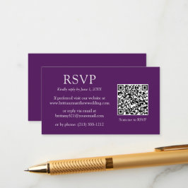 Cartão De Informações RSVP Púrpura de Casamento de Código QR Simples Min