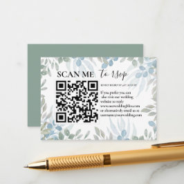 Cartão De Informações RSVP Rustic Código QR Eucalyptus Greenery Casament