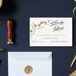 Cartão De Informações RSVP Rústico Floral Amarelo Vintage para Casamento
