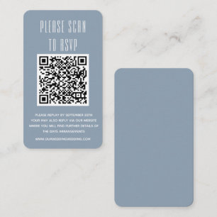 Cartão De Informações RSVP Simples Dusty Blue & White com código QR Encl