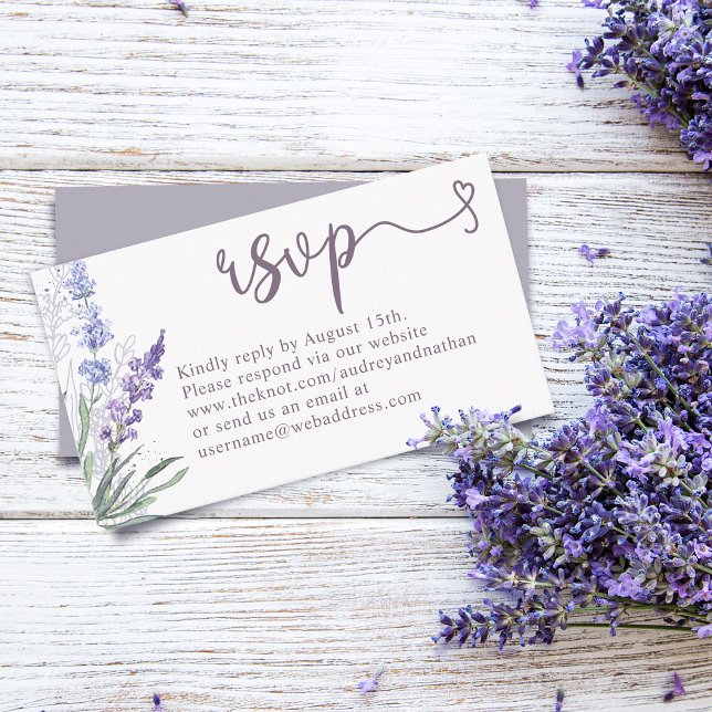 Cartão De Informações RSVP Website Casamento Elegante Lavanda Floral (Criador carregado)
