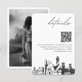 Cartão De Informações Rua Augustine Wedding Modern Details QR Code
