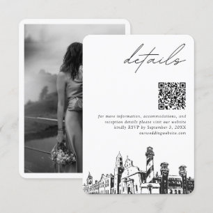 Cartão De Informações Rua Augustine Wedding Modern Details QR Code