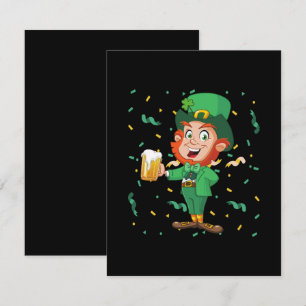 Cartão De Informações Rua de cerveja de Bebendo Leprechaun. Dia de Patri