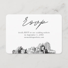 Cartão De Informações Rua, Paul Wedding Minimalist Sketch RSVP