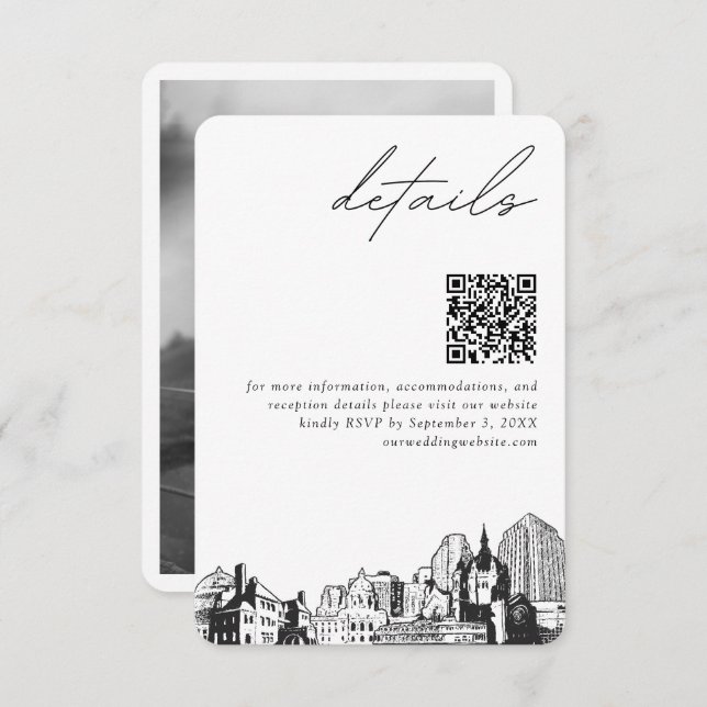 Cartão De Informações Rua. Paul Wedding Modern Details QR Code (Frente/Verso)