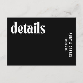 Cartão De Informações Ruby Black Modern Wedding