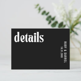 Cartão De Informações Ruby Black Modern Wedding