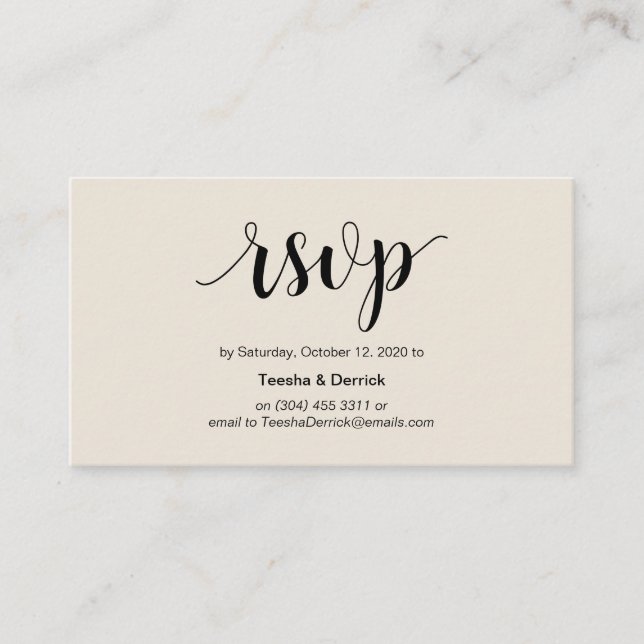 Cartão De Informações Russo Moderno, Negro e Creme, RSVP on-line (Frente)