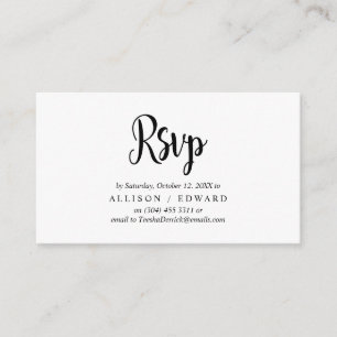 Cartão De Informações Russo Moderno, Script Negro, resposta RSVP