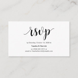 Cartão De Informações Russo Moderno, Script Preto, RSVP on-line