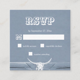 Cartão De Informações Russo Ocidental Dusty Blue Bull Crânio RSVP