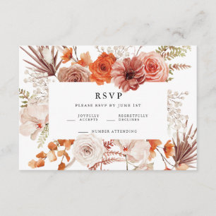 Cartão De Informações Rust Orange Terracotta Floral Weding RSVP