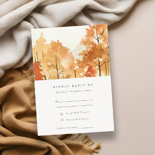 Cartão De Informações Rust Orange Yellow Autumn Fall Trees Weding RSVP