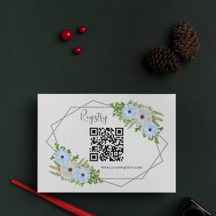 Cartão De Informações Rustic Azul Claro e Branco Floral Quinceañera 