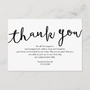 Cartão De Informações Rustic Black Script, Casamento Obrigado