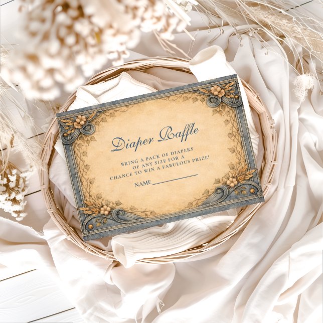 Cartão De Informações Rustic Blue Jeans Diapper Raffle (Criador carregado)