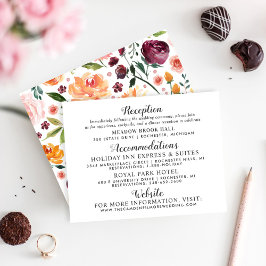 Cartão De Informações Rustic Blush Burgundy Floral Informações de Casame