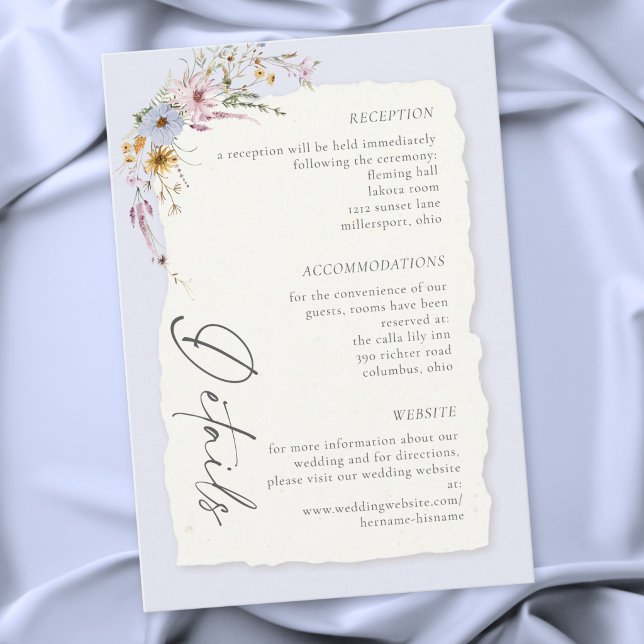 Cartão De Informações Rustic Blush Pink Romantic Wildflower Wedding (Rustic Blush Pink Romantic Wildflower Wedding Enclosure Card)