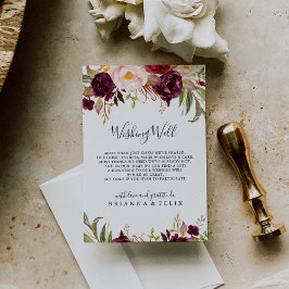 Cartão De Informações Rustic Boho Colorful Floral Weding Wishing Bem