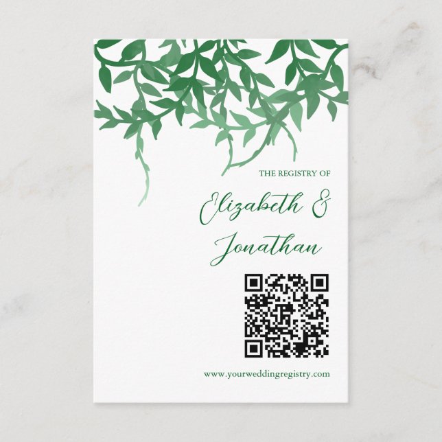 Cartão De Informações Rustic Botanical Leaves Wedding Registry (Frente)