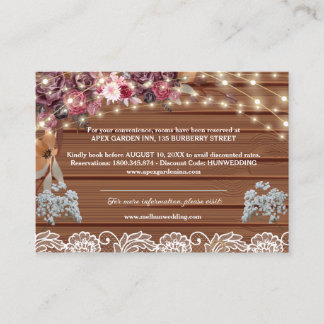 Cartão De Informações Rustic Burgundy String Luz o ar do bebê