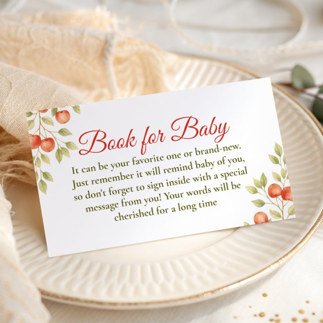 Cartão De Informações Rustic  Clothesline Apple Book For Baby Shower (Criador carregado)