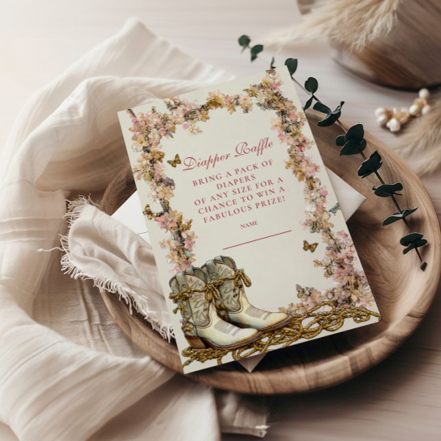 Cartão De Informações Rustic Cowgirl Boots Books para Bebê (Criador carregado)