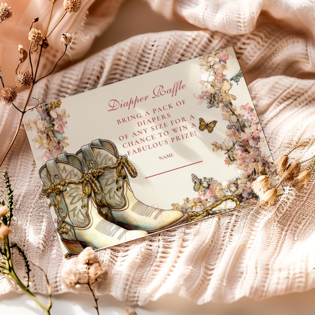 Cartão De Informações Rustic Cowgirl Boots Diapper Raffle (Criador carregado)