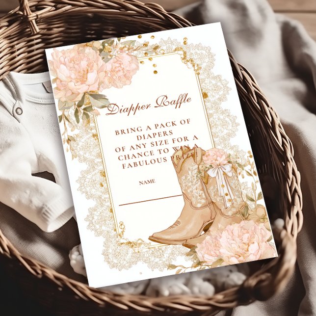 Cartão De Informações Rustic Cowgirl Boots Flora Diapper Raffle (Criador carregado)
