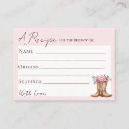 Cartão De Informações Rustic Cowgirl Bridal Shower Recipe Card Insert