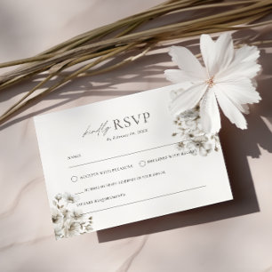 Cartão De Informações Rustic Cream Floral RSVP Wedding