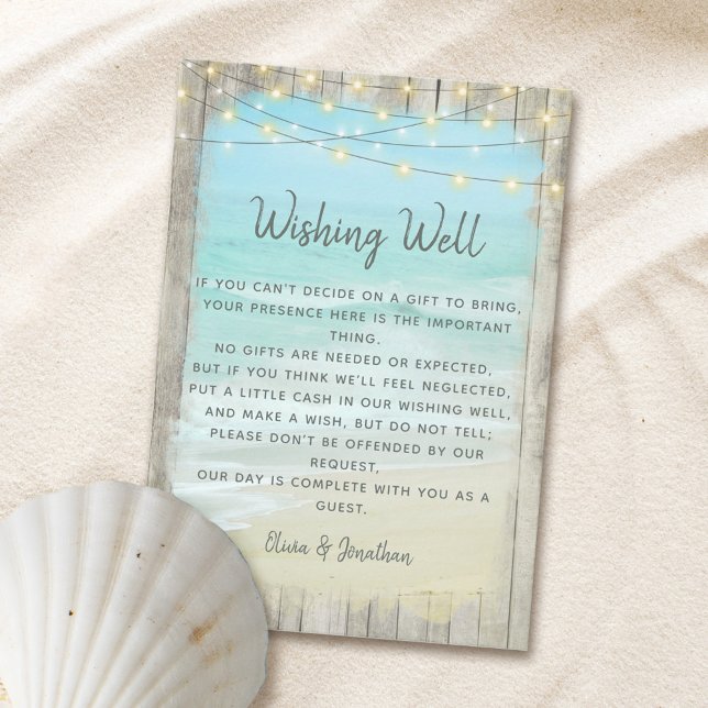 Cartão De Informações Rustic Destination Beach Wedding Wishing well (Criador carregado)