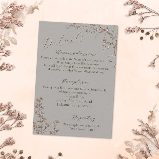 Cartão De Informações Rustic Elegant Sagebrush Wildflower Wedding Enclo (Criador carregado)