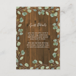 Cartão De Informações Rustic Eucalyptus Greenery | Detalhes do Convidado